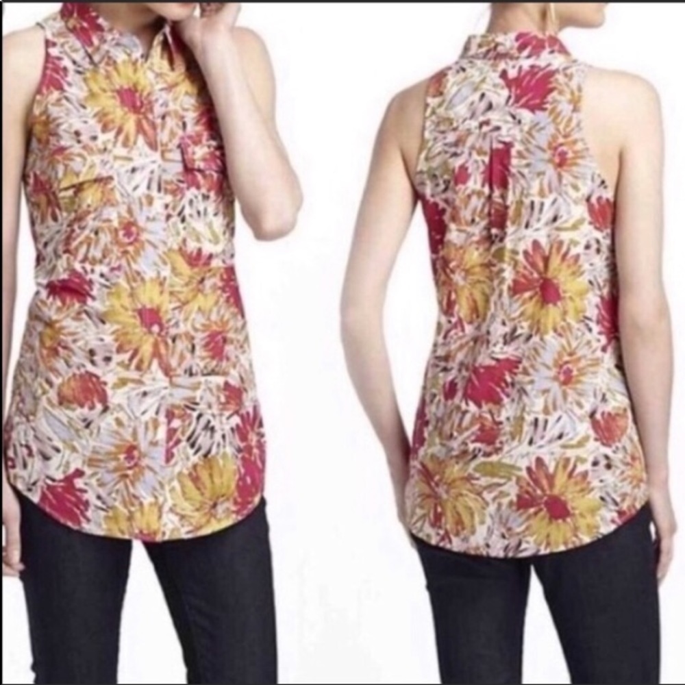 Anthro Porridge Floral Watercolor Button Down Tank - Picture 5 of 7